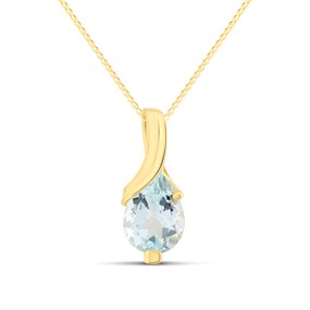 9ct Gold Swirl Blue Topaz Necklace - R82131