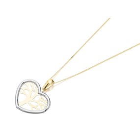 9ct Gold Two Colour F.Hinds Tree Of Life Heart Necklace - EXCLUSIVE - R8735