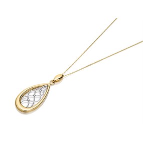 9ct Gold Two Colour Cubic Zirconia Celtic Necklace - R8736