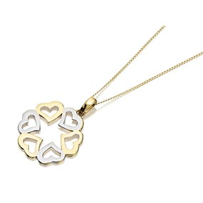9ct Gold Two Colour Hearts Necklace - R8746