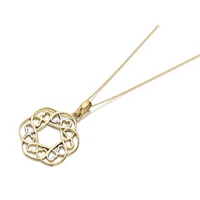 9ct Gold Two Colour Flower Heart Necklace - R8750