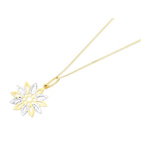 9ct Gold Two Colour Flower Necklace - R8763