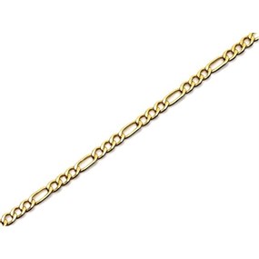 9ct Gold 3mm Wide Hollow Figaro Chain - 22in - R9106