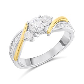 Night & Day Silver And 9ct Gold Trilogy CZ Ring - R9904