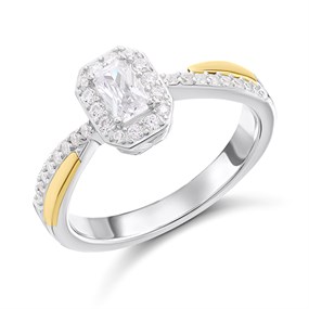 Night & Day Silver And 9ct Gold Octagonal CZ Ring - R9907
