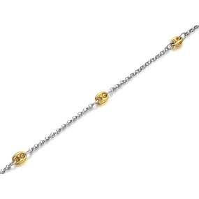 Sol Y Luna Silver And 9ct Gold Belcher Necklet - 17in - R9921