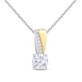 Night & Day Silver And 9ct Gold Diagonal CZ Necklet - R9963