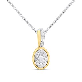Night & Day Silver And 9ct Gold Oval CZ Necklet - R9964