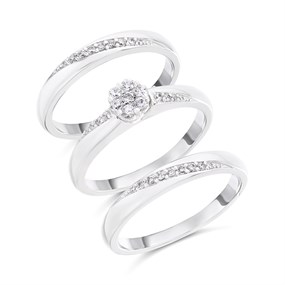 The Bridal Suite 9ct White Gold Diamond Engagement, Wedding And Half Eternity Ring Set - 35pts - S3279