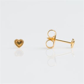 9ct Gold Beaded Heart Ear Piercing Stud Earrings - S75911