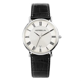 Herbelin 12248AP08 Classique Black Leather Strap Watch - W0398