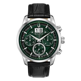 Bulova 96B310 Classic Sutton Chronograph Black Strap Watch - W09353