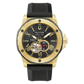 Bulova Marine Star 98A272  Automatic Black Silicone Strap Watch - W09354