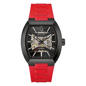 Bulova 98A341 Maquina Red Rubber Strap Watch - W09415