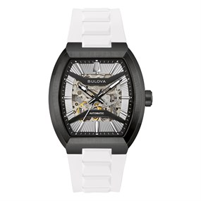 Bulova 98A345 Maquina Automatic White Rubber Strap Watch - W09416