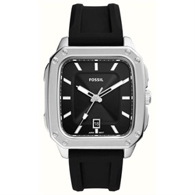 Fossil FS5980 Inscription Black Silicone Strap Watch - W10310