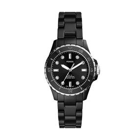 Fossil CE1108 FB-01 Black Ceramic Bracelet Watch - W10382