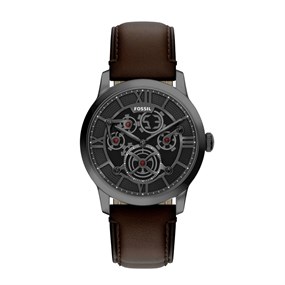 Fossil FS6191 Townsman Tourbillion Tic Brown Leather Strap Watch - W10499