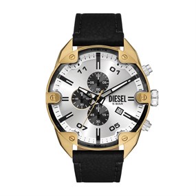 Diesel DZ4671 Spiked Chronograph Black Leather Strap Watch - W11312