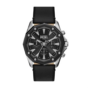 Diesel DZ4710 Stinger Chronograph Black Leather Strap Watch - W11369