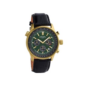 Rotary GS00166/24 Gold Plated Black Strap Watch - W13147
