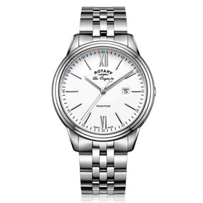 Rotary GB90194/01 Stainless Steel White Dial Bracelet Watch - W13162