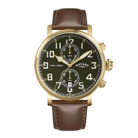 Rotary RGS10002/24 Apex100 Pilot Chronograph Brown Leather Strap Watch - W13287