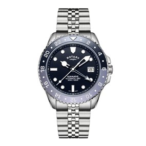 Rotary RGB10005/04 Seamatic 300 GMT Automatic Stainless Steel Blue Dial Bracelet Watch - W13306