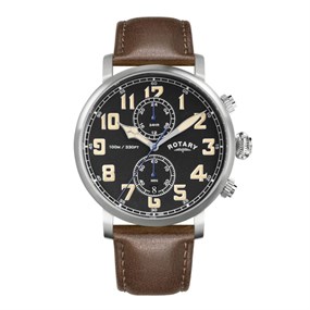 Rotary RGS10000/04 Apex100 Pilot Chronograph Brown Leather Strap Watch - W13308