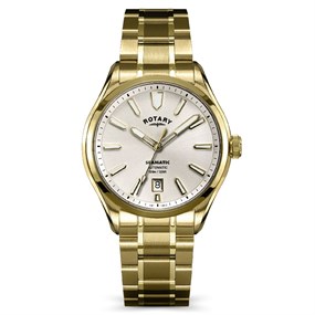 Rotary RGB10036/06 Seamatic 100 Auto Gold Tone White Dial Bracelet Watch - W13314
