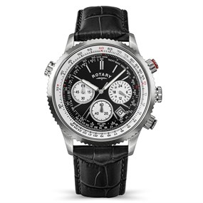Rotary RGS10093/04 Pilot Chronograph Black Leather Strap Watch - W13347