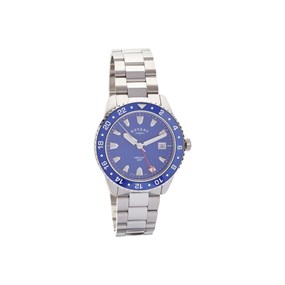 Rotary GB05108/05 Henley Stainless Steel Blue Bezel Bracelet Watch - W1397
