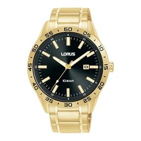 Lorus RH952QX9 Gold Plated Black Dial Bracelet Watch - W16293