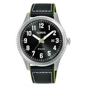 Lorus RH985RX9 Black/Green Leather Strap Watch - W16340