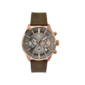 Accurist 7195 Rose Gold Plated Chronograph Brown Leather Strap Watch - W1971
