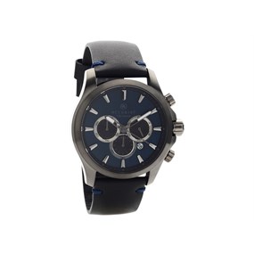 Accurist 7180 Gun Metal Ionic Finish Chronograph Black Leather Strap Watch - W1974