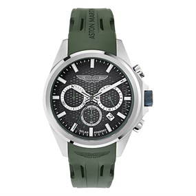 Aston Martin MTRH2S604 Thrill Solar Chronograph Stainless Steel Green Silicone Strap Watch - W2099