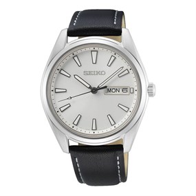 Seiko SUR447P1 Stainless Steel Black Leather Strap Watch - W24121