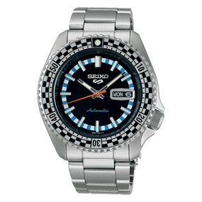 Seiko 5 Sports SRPK67K1 Black & White 'Checker Flag' Watch - Special Edition - W24228