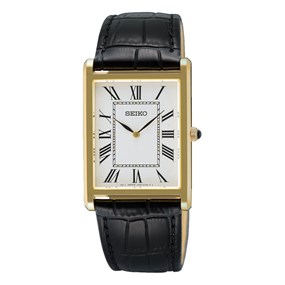 Seiko SWR104P1 Black Leather Strap Watch - W25526