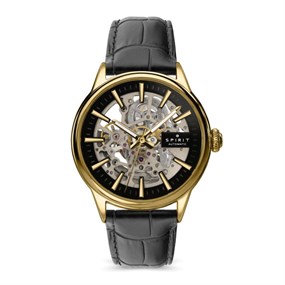 SP1024 Spirit Automatic Black Strap Gold Tone Case Watch - W27213
