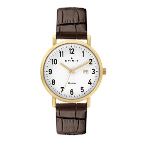 Spirit SP1020 Gold Tone Brown Leather Strap Watch - W27225