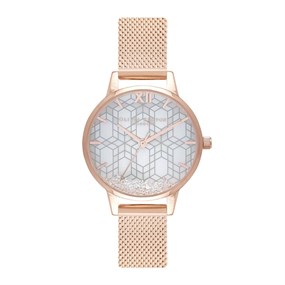 Olivia Burton OB16IQ03 Ice Queen Rose Tone Mesh Watch - W28152