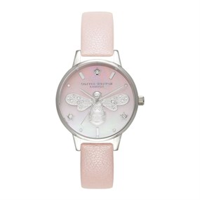 Olivia Burton OB16GB09 Sparkle Bee Blush Leather Strap Watch - W28153