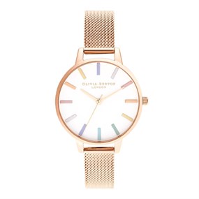 Olivia Burton OB16RB24 Rainbow Rose Tone Mesh Bracelet Watch - W28162