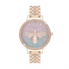 Olivia Burton OB16GB04 Sparkle Bee Rose Tone Bracelet Watch - W28172