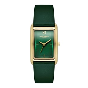Olivia Burton 24000199 Grove Green Leather Strap Watch - W28196