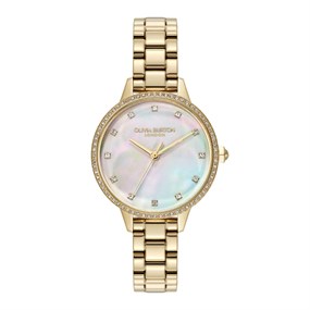 Olivia Burton 24000347 Captivate Gold Tone Stone Set Bracelet Watch - W28206
