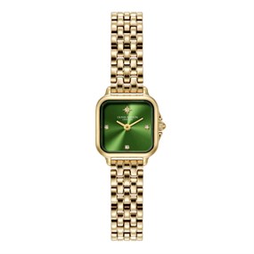 Olivia Burton 24000364 Mini Grosvenor Gold Tone Green Dial Bracelet Watch - W28208