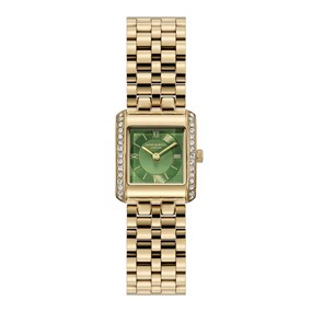 Olivia Burton 24000382 Berkley Gold Tone Square Green Dial Bracelet Watch - W28222